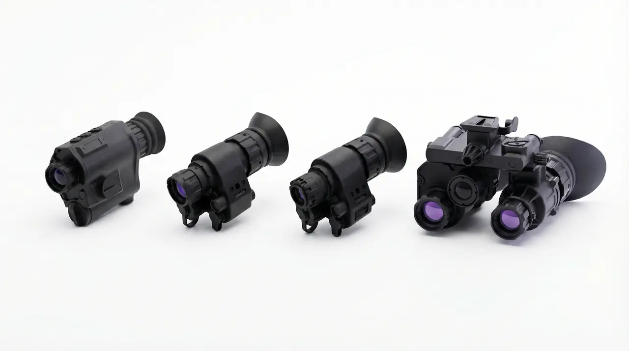 Spectronight D2L digital night vision product lineup - D2L-10H handheld monocular and D2L-31F fusion goggle by CEBAR Industries